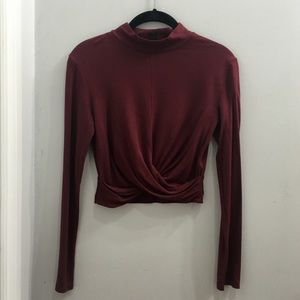 Long Sleeve Twist Front Crop Top